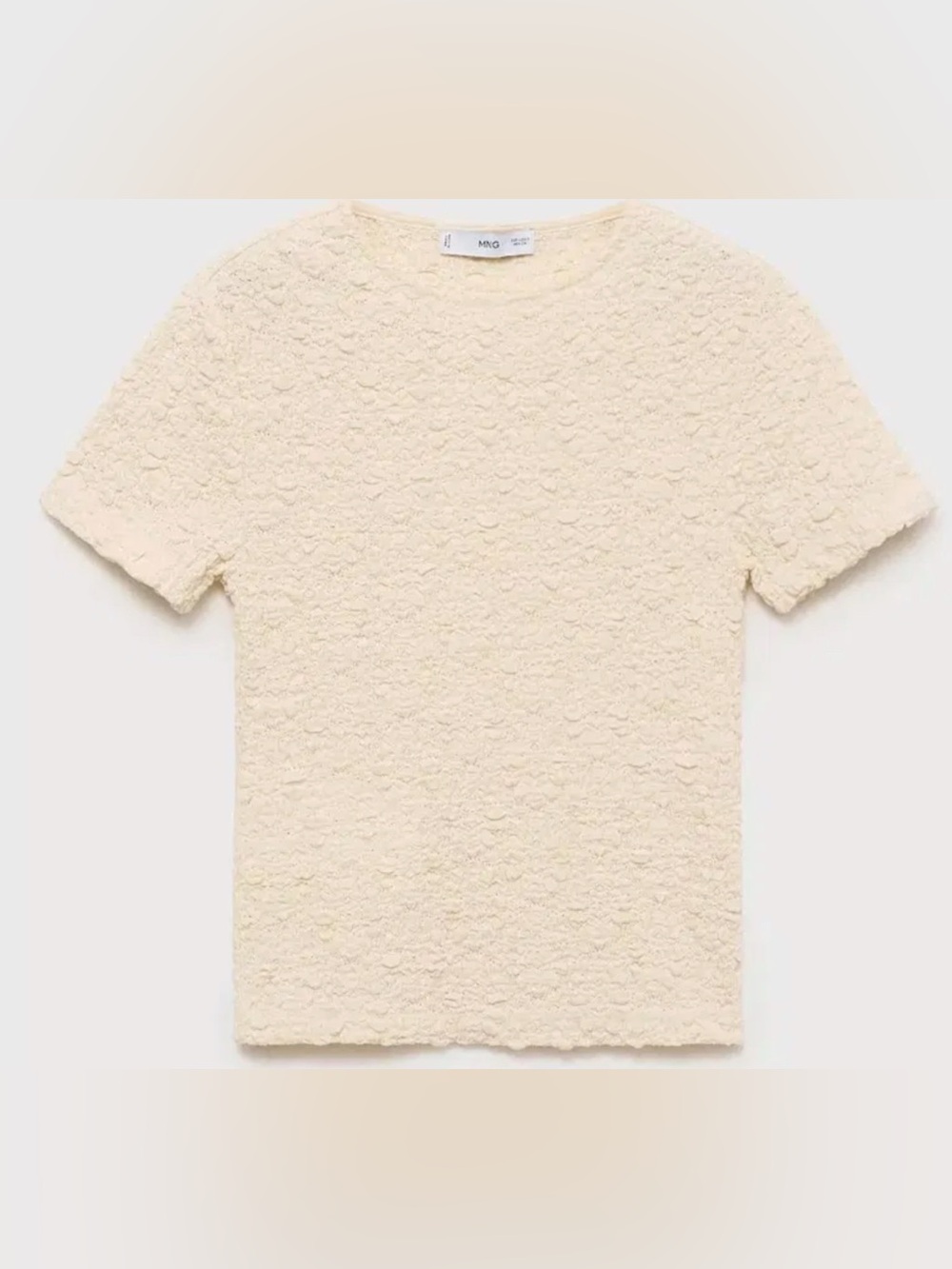 Mango Cream Crinkle Short Sleeve Blouse